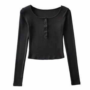 Black Henley Long Sleeve Shirt
